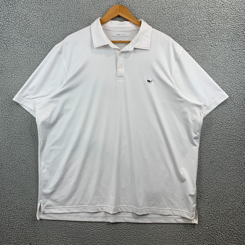 Men's 2XL XXL Vineyard Vines On The Go Sankaty Polo Performance White Golf Shirt